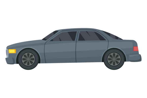Black Sedan Side View: Car Color Icon for Modern Branding
