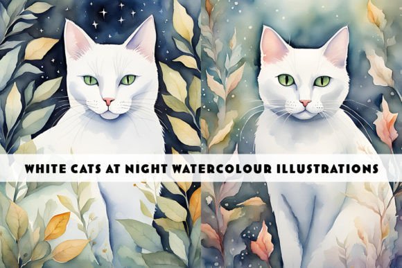 Capturing Whimsy with White Cat Watercolour Illustrations