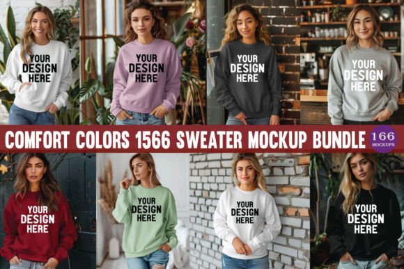 Comfort Color 1566 Sweater Mockup Bundle: Your Design Showcase