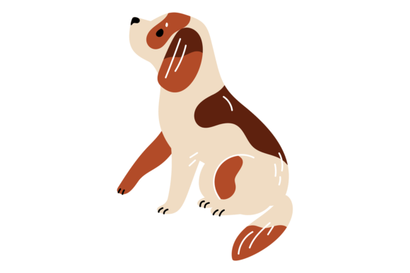 Cute Dog Sitting Pet Color Drawing Ani