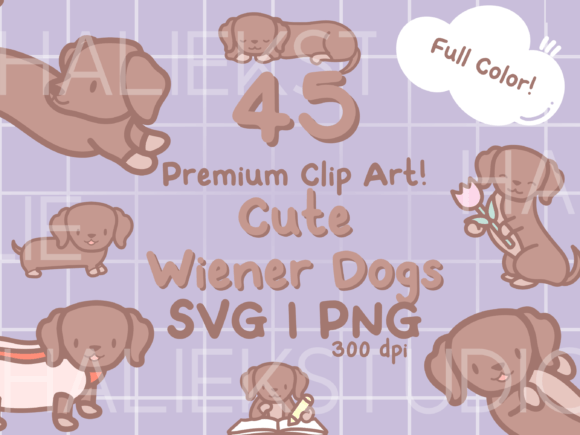 Cute Wiener Dogs Color Clip Art Set: Your Go-To for Adorable Designs