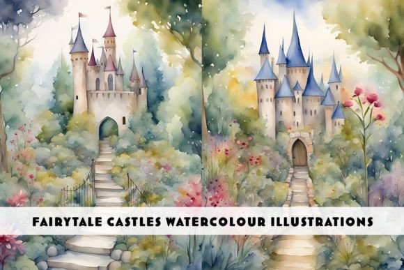 Enchant Your Designs with Fairytale Castles Watercolour Magical
