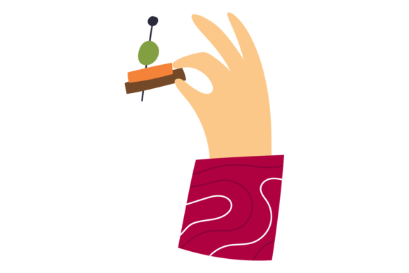 Hand Hold Canape: A Buffet Food Color Icon for Bold Branding