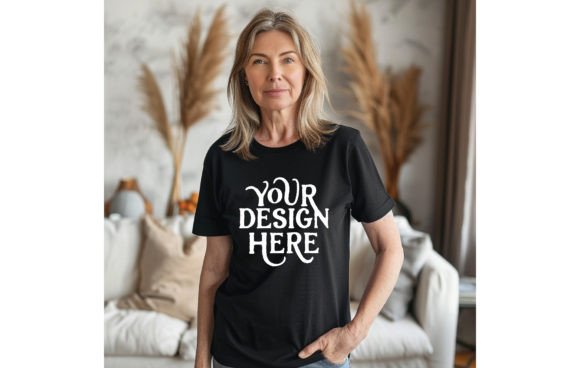 Mother's Day Mockup: Designing with a Woman in a Black Tee