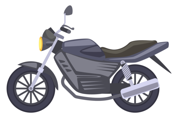 Motorbike Color Icon. Black Motorcycle S: Bold Visuals