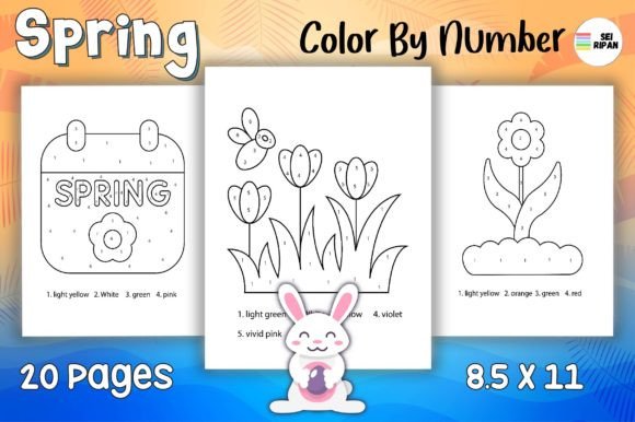 Spring Color by Number Page for Kids 01: A Creative Asset