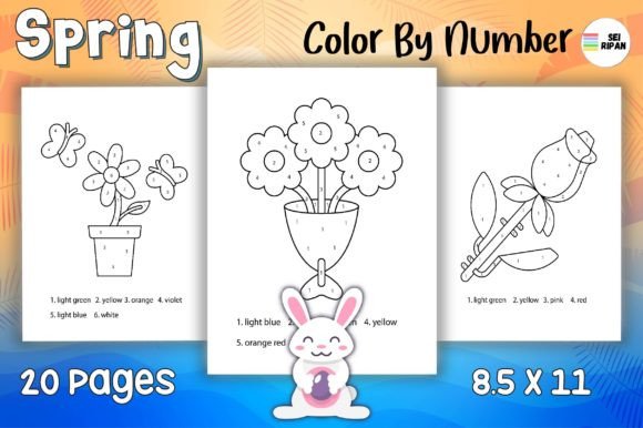 Spring Color by Number Page for Kids 04: A Creative Asset