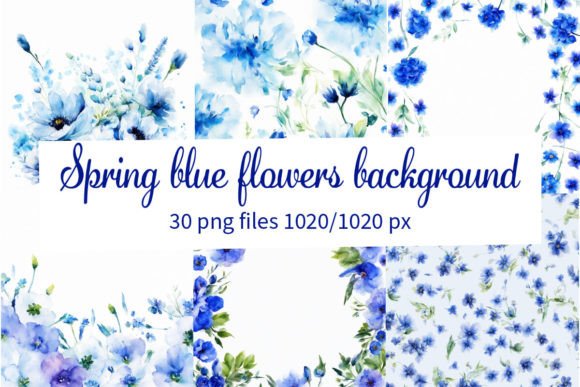 Spring Watercolour Blue Flowers: A Fresh Creative Asset