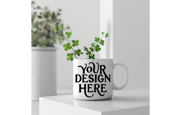 St. Patrick's Empty Mug White Color Mockup for Designers