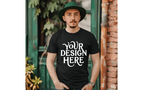 St. Patrick's Man Black Color Empty T-Shirt Mockup