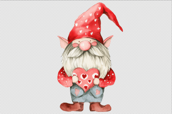Valentine's Watercolour Gnome Clipart: Whimsy for Your Designs