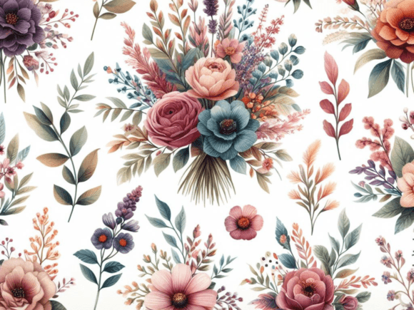 Watercolour Flowers Set Boho Seamless: A Designer's Guide to Organic Charm