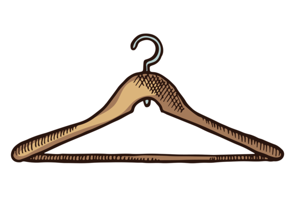 Wooden Rack Color Drawing: Clothing Hang in Design